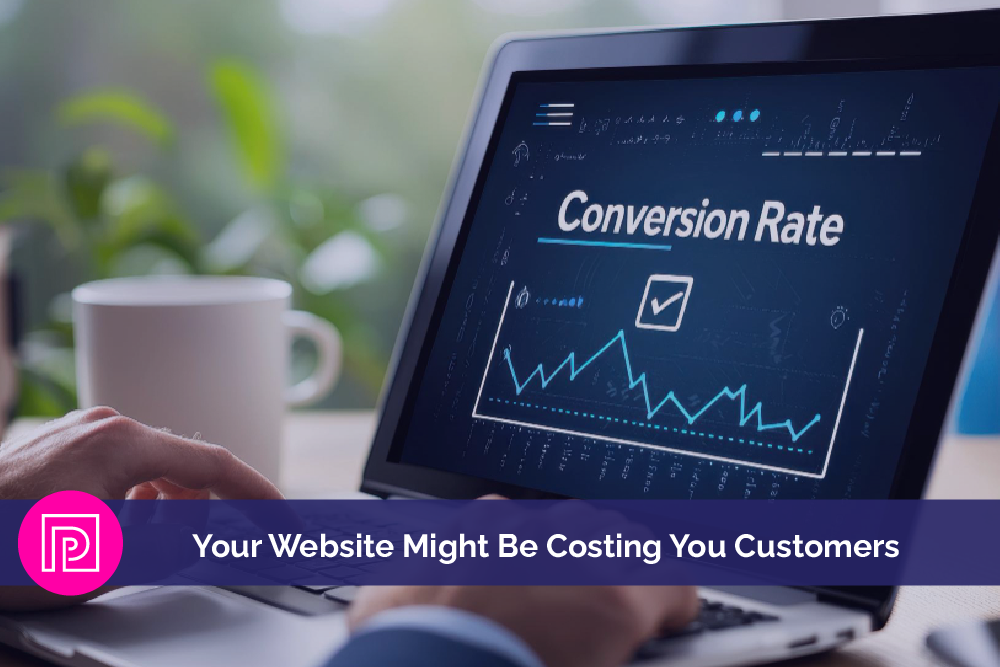 Laptop displaying conversion rate analytics showing why a website might be losing customers